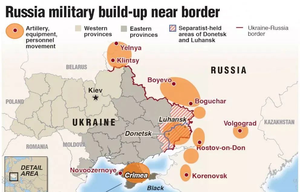俄军在俄乌边境集结的兵力大致在12万。但乌克兰军队同样调集了12万