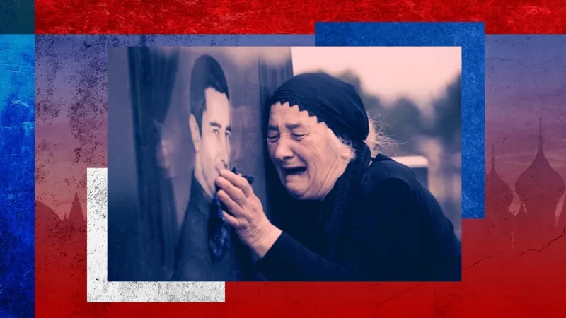 南奧塞梯的一名妇女在哀悼自己的儿子